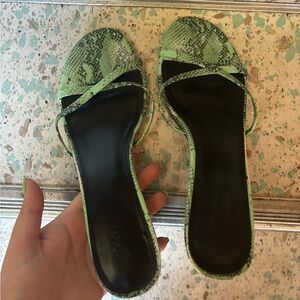 Worn once green snake kitten heels